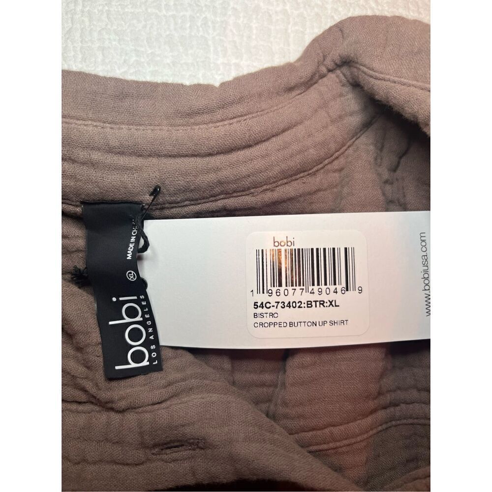 NWT BOBI CROPPED BUTTON UP SHIRT BISTRO - Picture 11 of 12